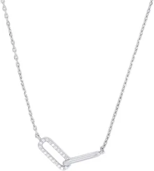 0.10 Carat FG/VS Lab Grown Diamond Paperclip Link 18 Inches Necklace Crafted In Gold Plated Silver