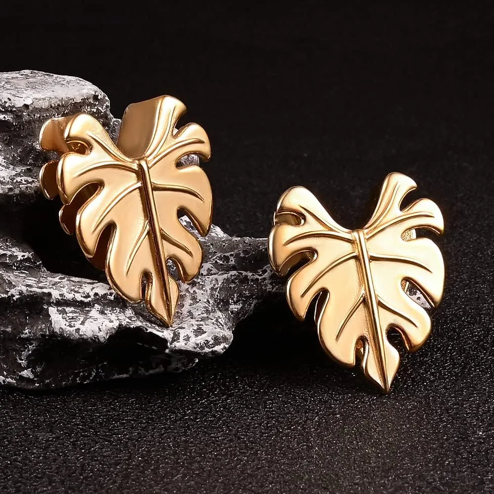 2PCS Leaves Saddle Ear Tunnels Plugs 316 Stainless Steel Ear Gauges Hangers Hypoallergenic Earrings Stretchers Expanders Piercing Body Jewelry