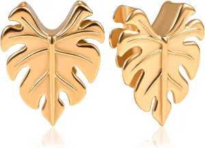 2PCS Leaves Saddle Ear Tunnels Plugs 316 Stainless Steel Ear Gauges Hangers Hypoallergenic Earrings Stretchers Expanders Piercing Body Jewelry
