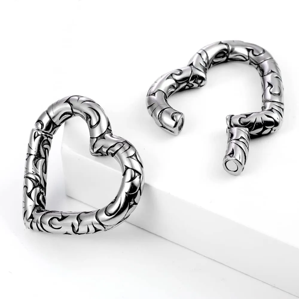 4mm-6mm(5g-2g) Hypoallergenic 316L Stainless Steel Heart Ear Weights Hangers For Stretched Ear Lobe Piercing Ear Plugs Gauges Body Jewelry