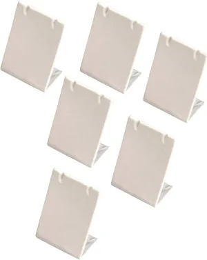 6 Pieces White Leatherette Leaning Earring Stands/Jewelry Displays 3.5 Inches Tall (White Leatherette, 6)