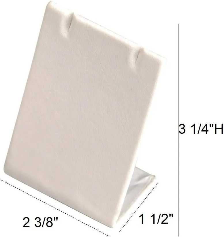 6 Pieces White Leatherette Leaning Earring Stands/Jewelry Displays 3.5 Inches Tall (White Leatherette, 6)