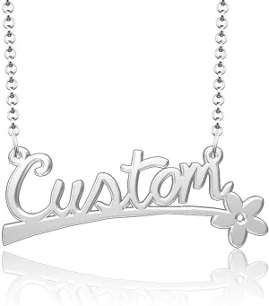 925 Sterling Silver Personalized Name Plate Customize Flower Pendant Kimberly Name Necklace