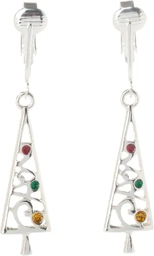 Aloha Earrings Christmas Clip-on Earrings for Women- Sparkle Snowflake, Red Candy Cane, Santa, Angel, Reindeer, Glitter, Red Holiday, Green Christmas Trees