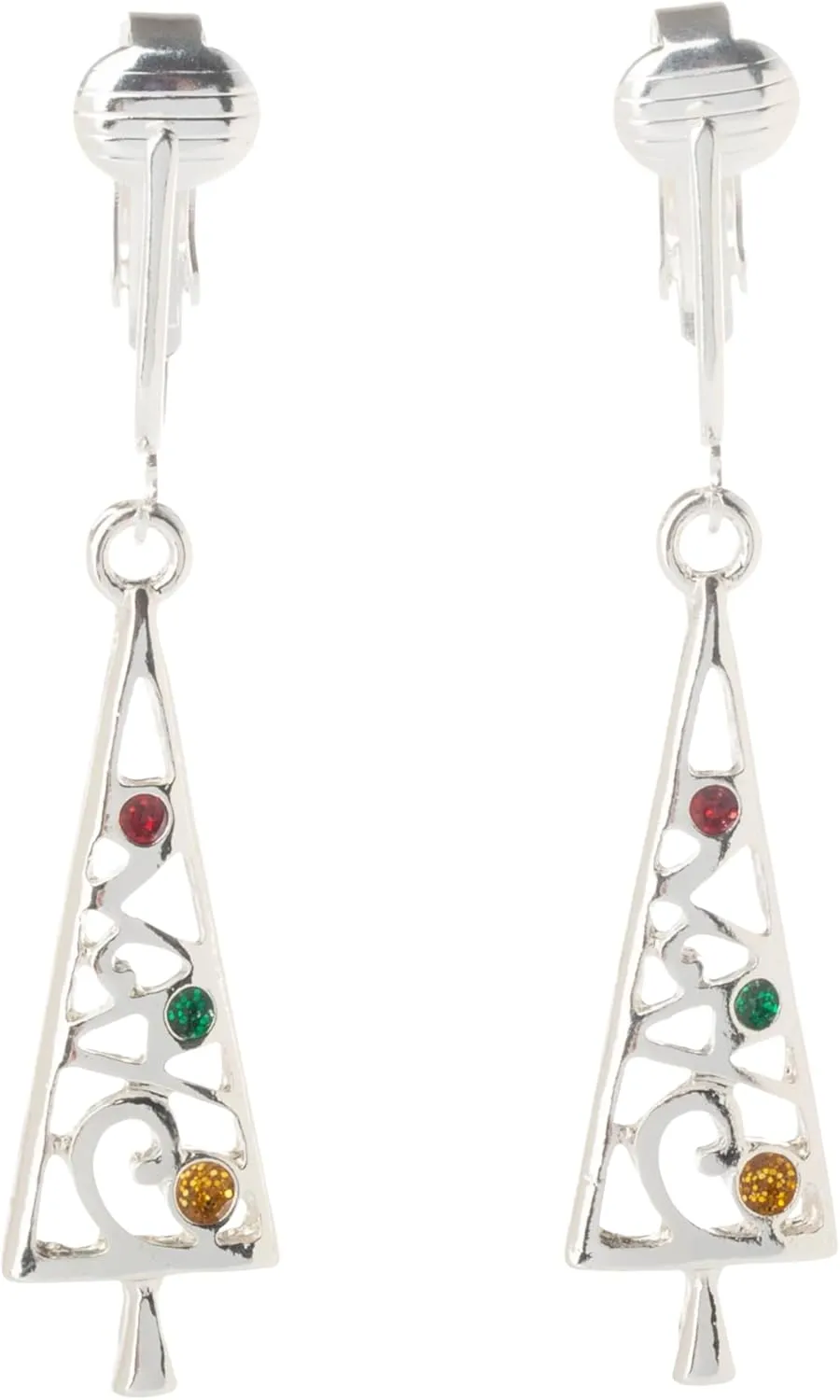 Aloha Earrings Christmas Clip-on Earrings for Women- Sparkle Snowflake, Red Candy Cane, Santa, Angel, Reindeer, Glitter, Red Holiday, Green Christmas Trees