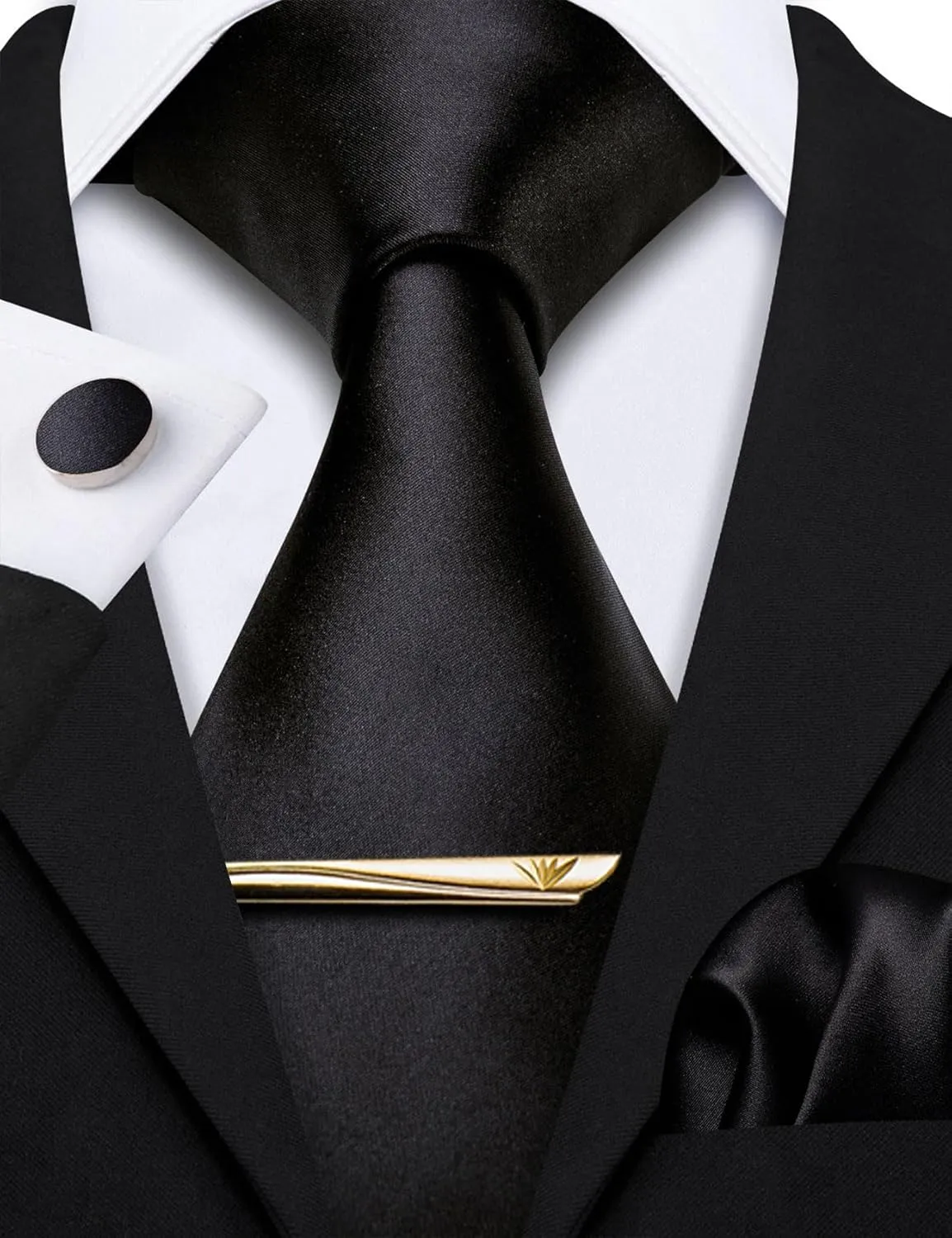 Barry.Wang Designer Mens Tie Sets Collection, Eleagnt Gift Box Tie Clips Handkerchief Cufflink Set
