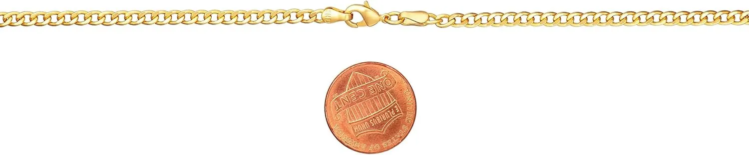 Barzel 18K Gold Plated Curb/Cuban Link Chain Bracelet - Made In Brazil