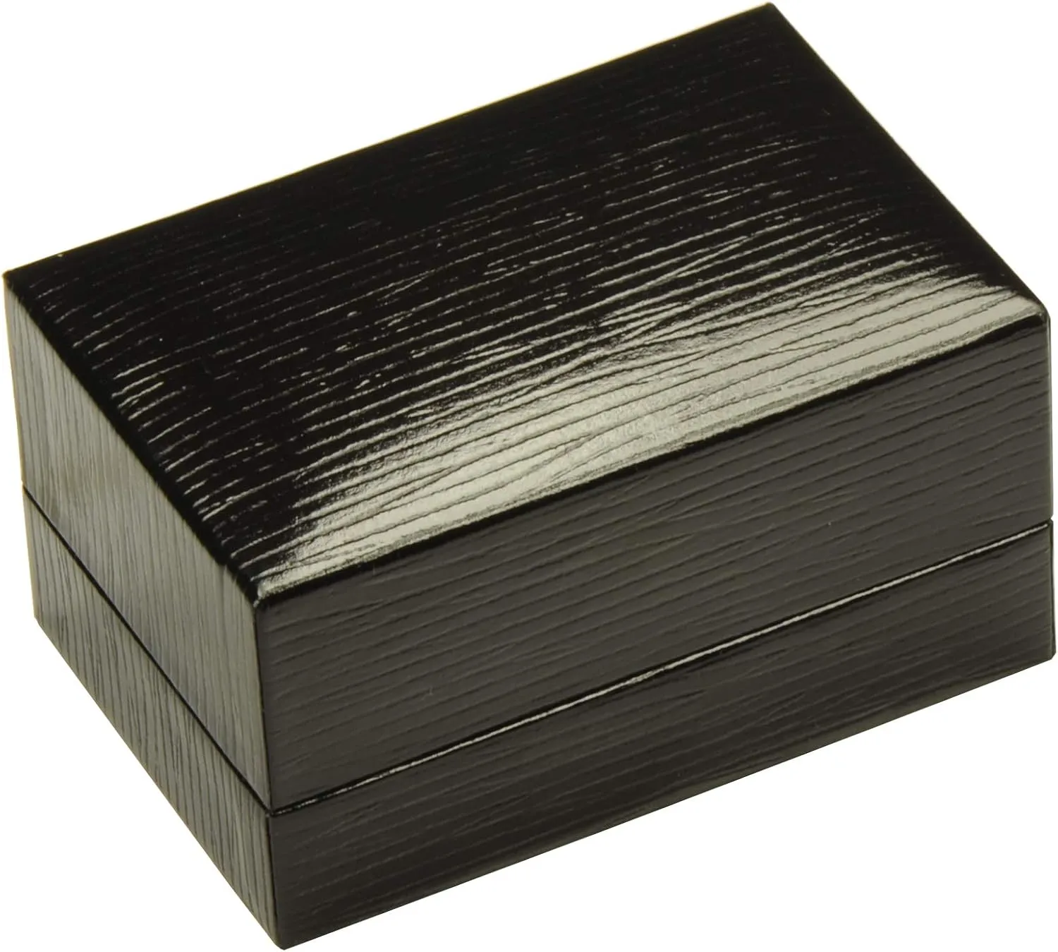 Black Double Ring Box Luxury Textured Leatherette Exterior and Satin Top Material Black Couple Ring Jewelry Gift Holder Box for Wedding, Proposal, Engagement, Birthday, Valentine' Day, Mother's Day, Father'day, Christmas...Size 3(W)*2(D)*1.6(H)