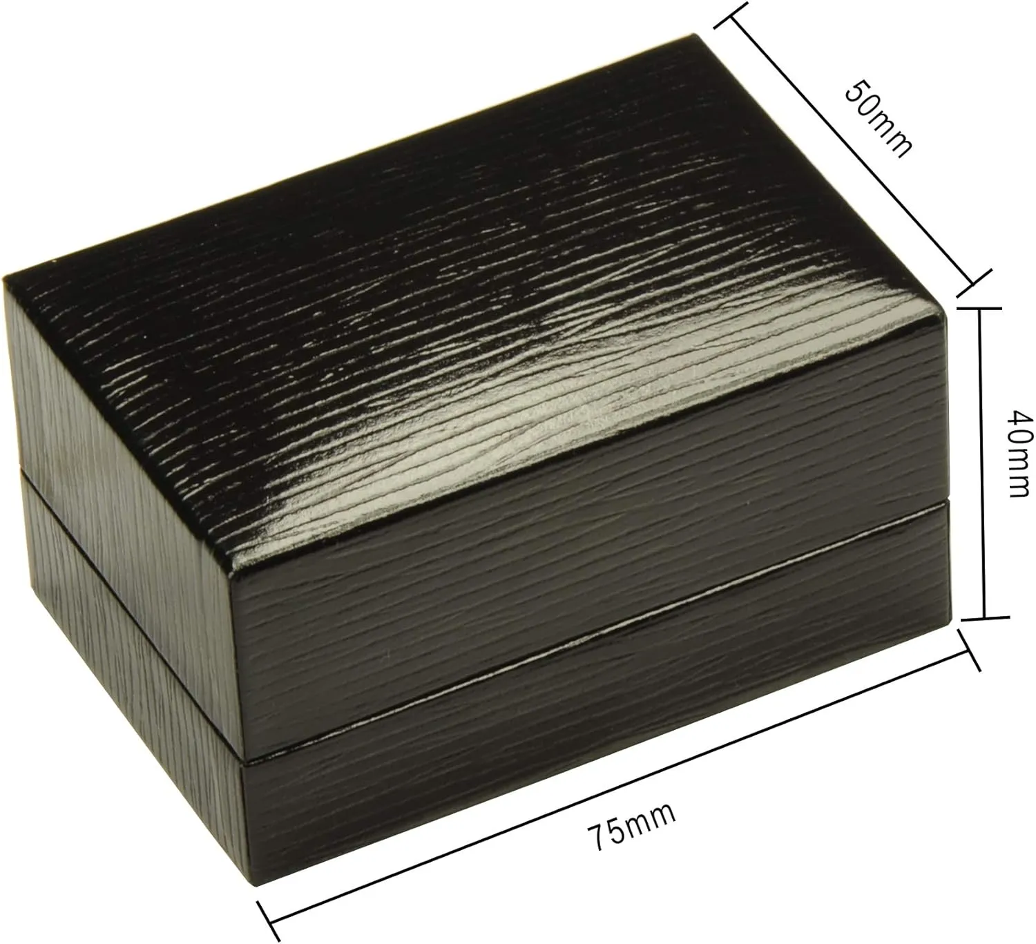 Black Double Ring Box Luxury Textured Leatherette Exterior and Satin Top Material Black Couple Ring Jewelry Gift Holder Box for Wedding, Proposal, Engagement, Birthday, Valentine' Day, Mother's Day, Father'day, Christmas...Size 3(W)*2(D)*1.6(H)