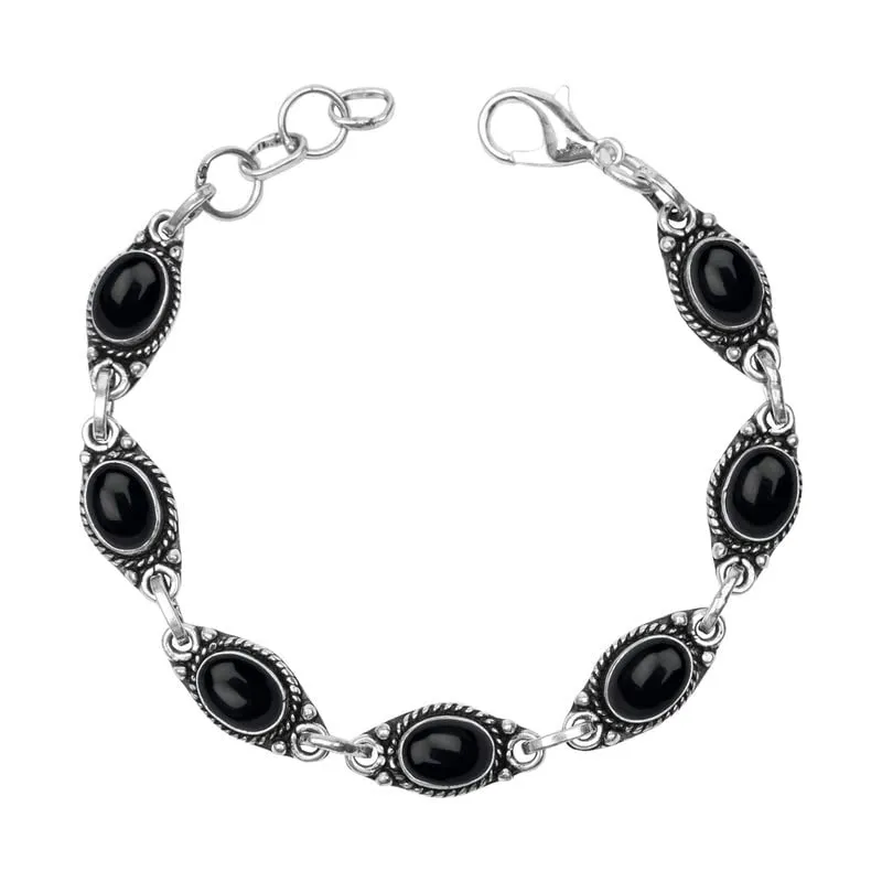 Black Onyx Stone Bracelet, Handmade Bracelet for Women, Silver Overlay Bracelet, Oval Gemstone Bracelet, bezel Bracelet, Silver Adjustable Bracelet, Gift