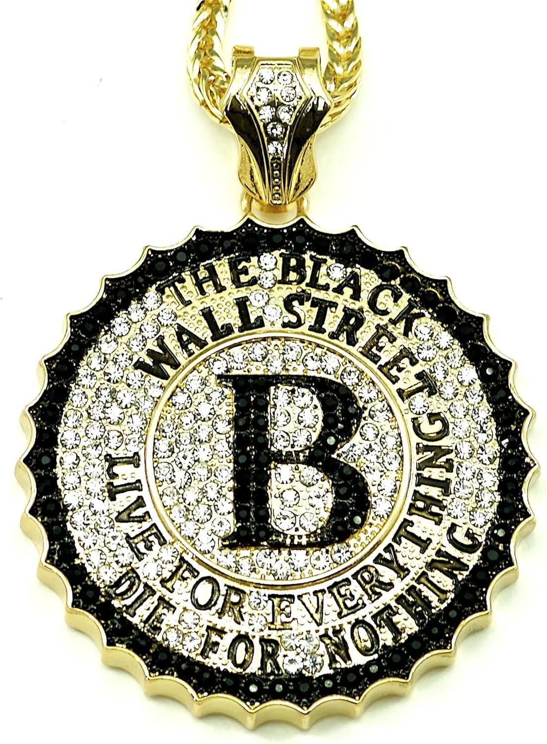 Black Wall Street Pendant Necklace with Crystal Rhinestones