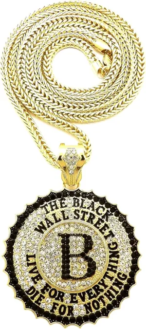 Black Wall Street Pendant Necklace with Crystal Rhinestones