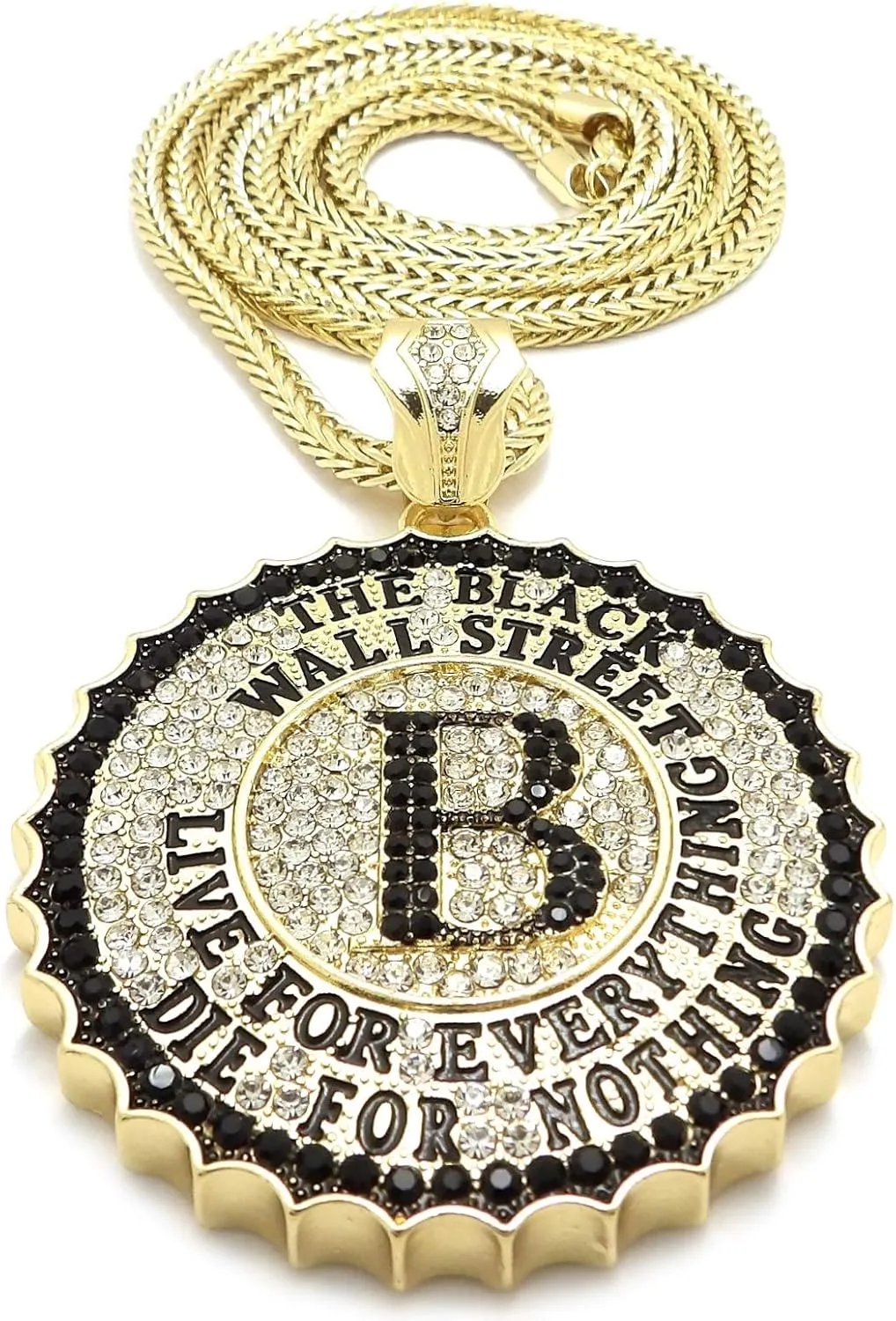 Black Wall Street Pendant Necklace with Crystal Rhinestones