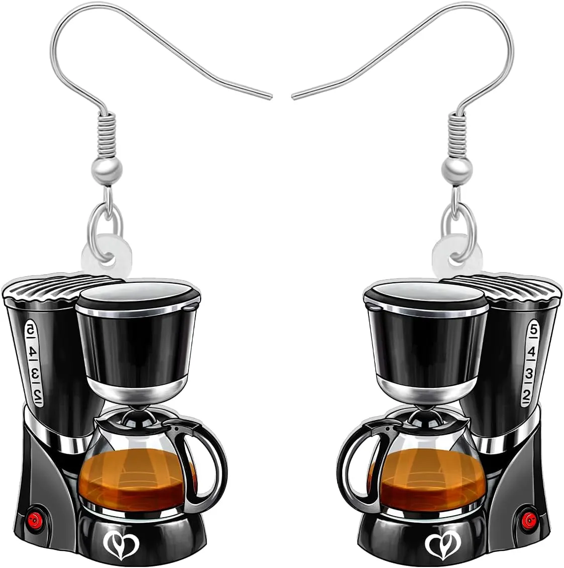 BONSNY Acrylic Dangling Novelty Fun Black Coffee Machine Earrings Hypoallergenic Designer Jewelry Gifts For Women