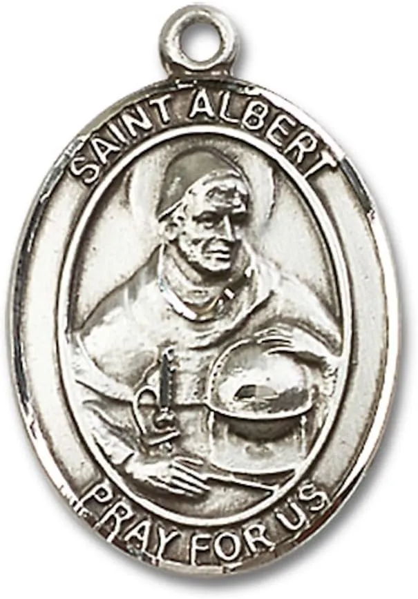 Bonyak Jewelry St. Albert The Great Hand-Crafted Oval Medal Pendant in Sterling Silver