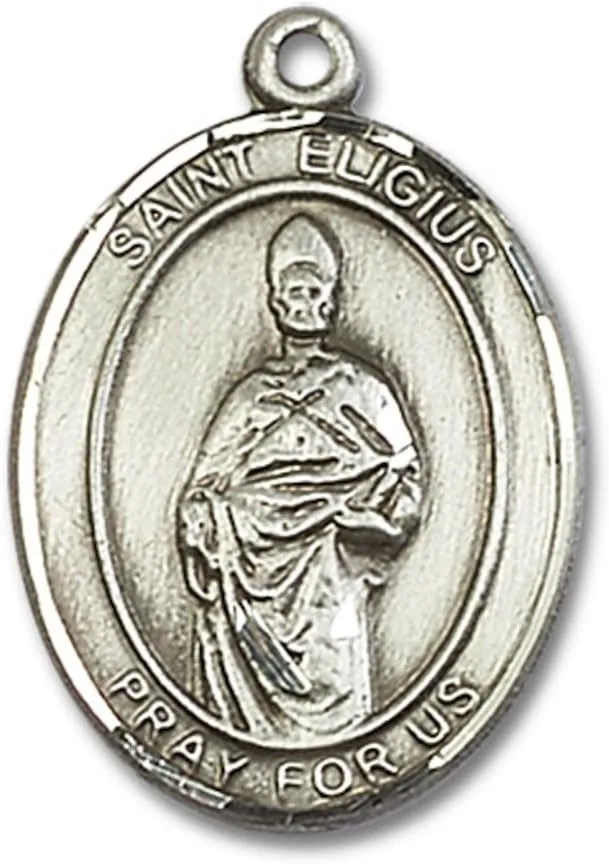 Bonyak Jewelry St. Eligius Hand-Crafted Oval Medal Pendant in Sterling Silver