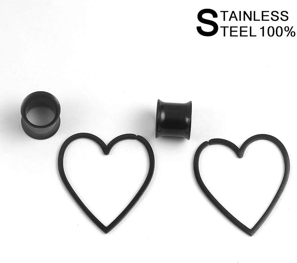 Casvort 2 PCS 8mm-25mm Hypoallergenic 316 Stainless Steel Aesthetic Opening Saddle Tunnels Hangers Ear Gauges Plugs Stretcher Earring Piercing Body Jewelry