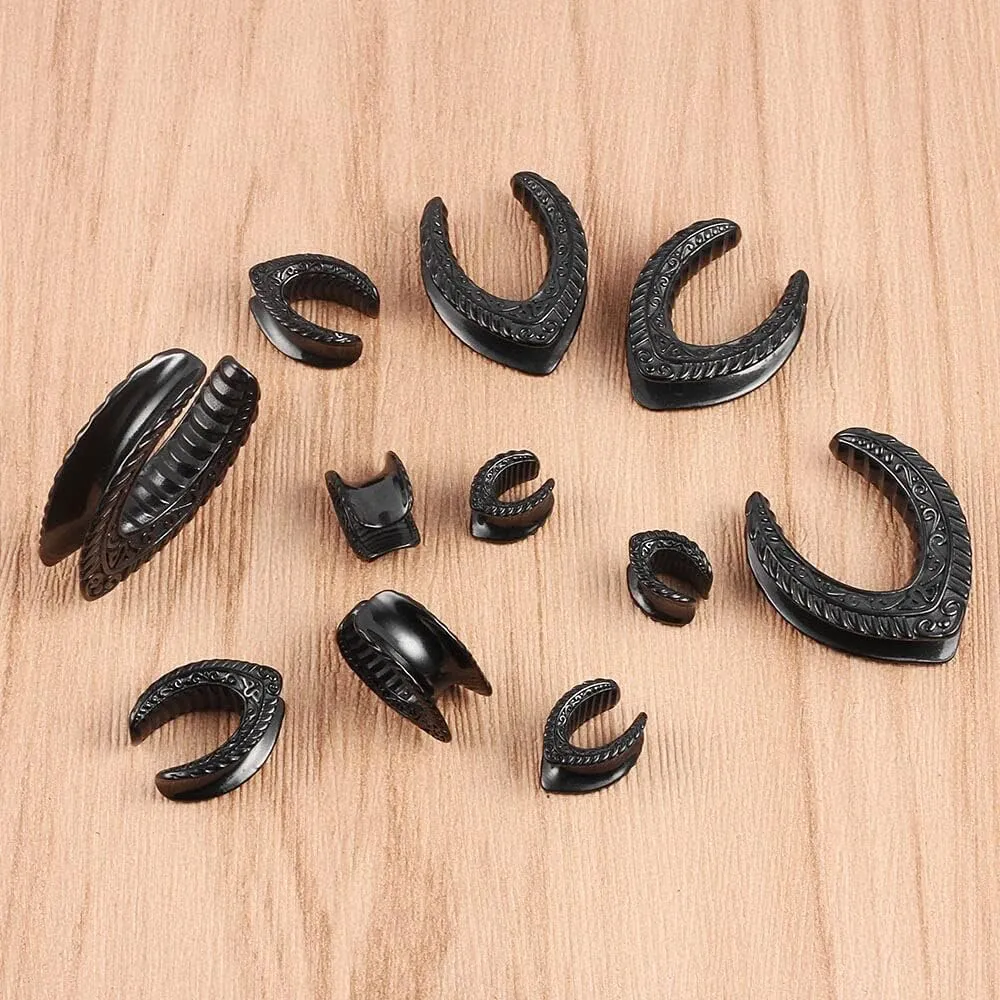 Casvort 2 PCS 8mm-25mm Hypoallergenic 316 Stainless Steel Snake Vintage Saddle Plugs Weight Hangers Ear Gauges Tunnels Piercing Expander Stretchers Hot Body Jewelry
