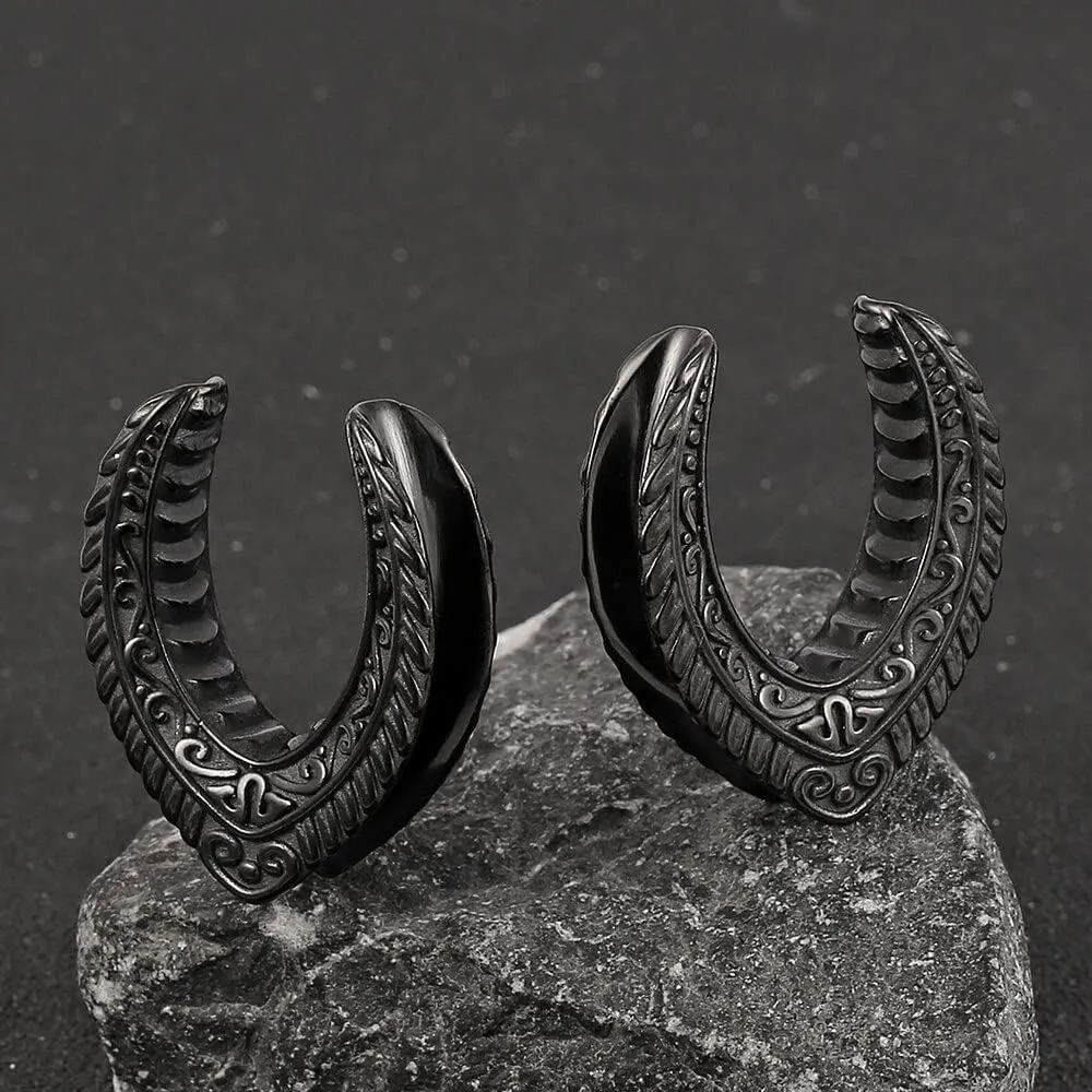 Casvort 2 PCS 8mm-25mm Hypoallergenic 316 Stainless Steel Snake Vintage Saddle Plugs Weight Hangers Ear Gauges Tunnels Piercing Expander Stretchers Hot Body Jewelry
