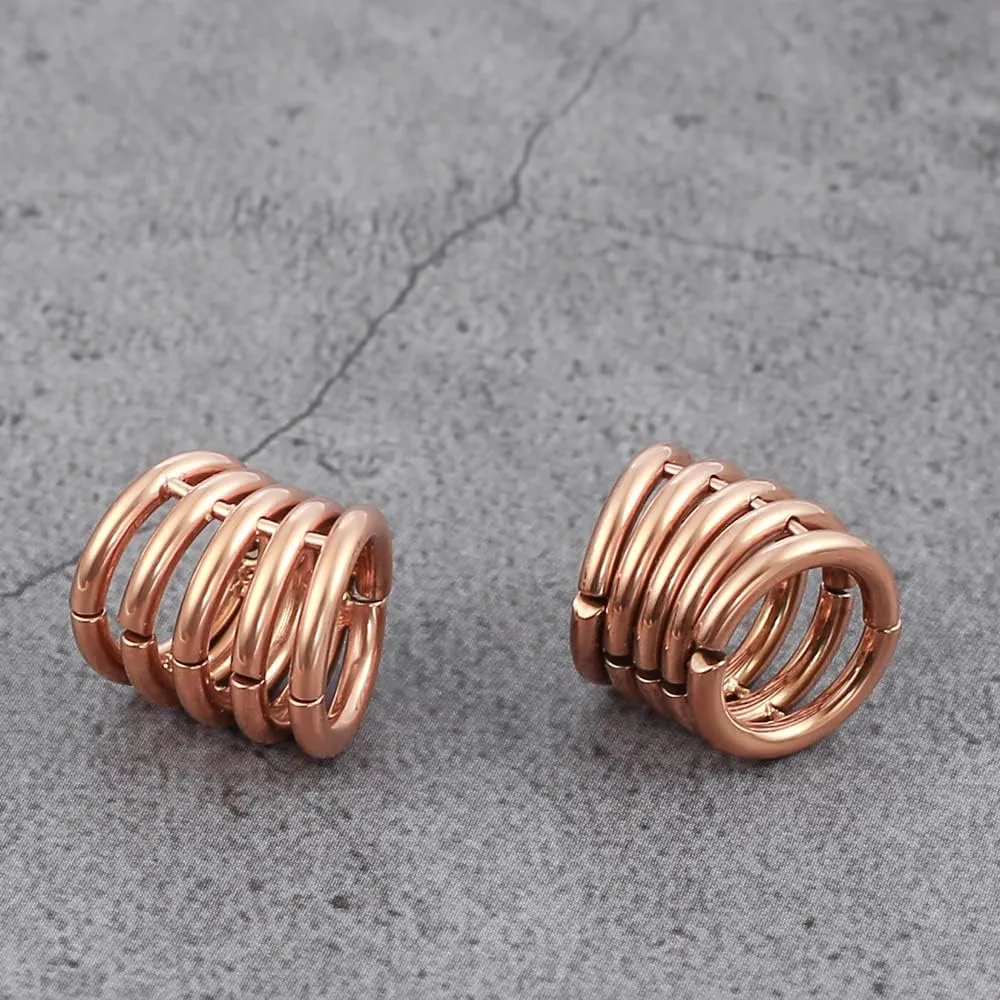 Casvort 2 PCS Hypoallergenic 316 Stainless Steel 00G/3/4'' Stacked Ring Cuffs for Stretched Lobe Ear Gauges Plugs Ear Tunnels Stretcher Earring Studs Clip on Cartilage Body Piercing Jewelry