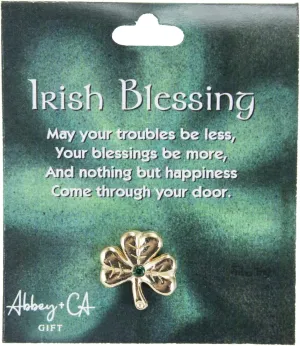 Cathedral Art (Abbey & CA Gift Shamrock Emerald Stone Carded Lapel Pin, One Size, Goldtone