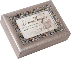 Cottage Garden Granddaughter You Put a Smile Brushed Pewter Jewelry Music Box Plays You Light Up My Life