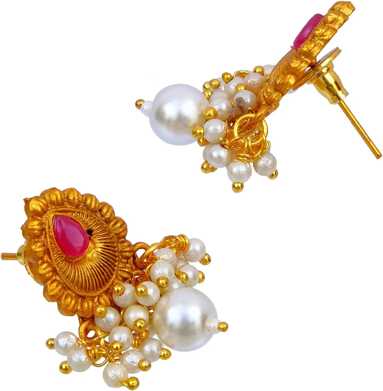 Crunchy Fashion Bollywood Traditional Indian Wedding Gold Plated Choker Necklace Set with earrings for women