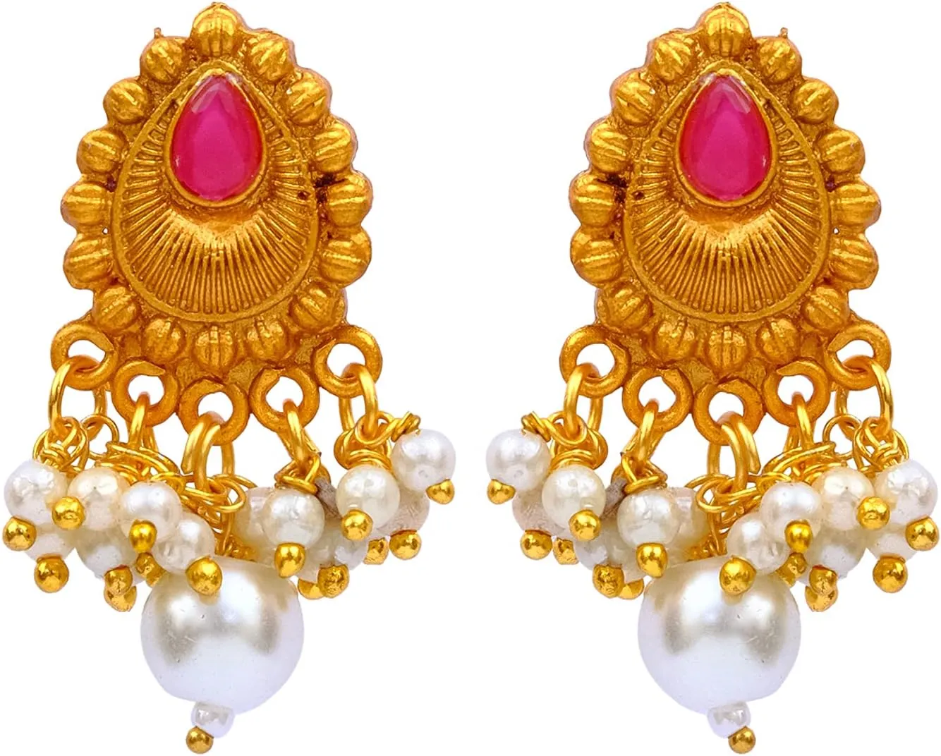 Crunchy Fashion Bollywood Traditional Indian Wedding Gold Plated Choker Necklace Set with earrings for women