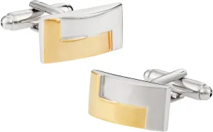 Cuff-Daddy Designer Two-Tone Gold Silver Matte Cufflinks with Presentation Box
