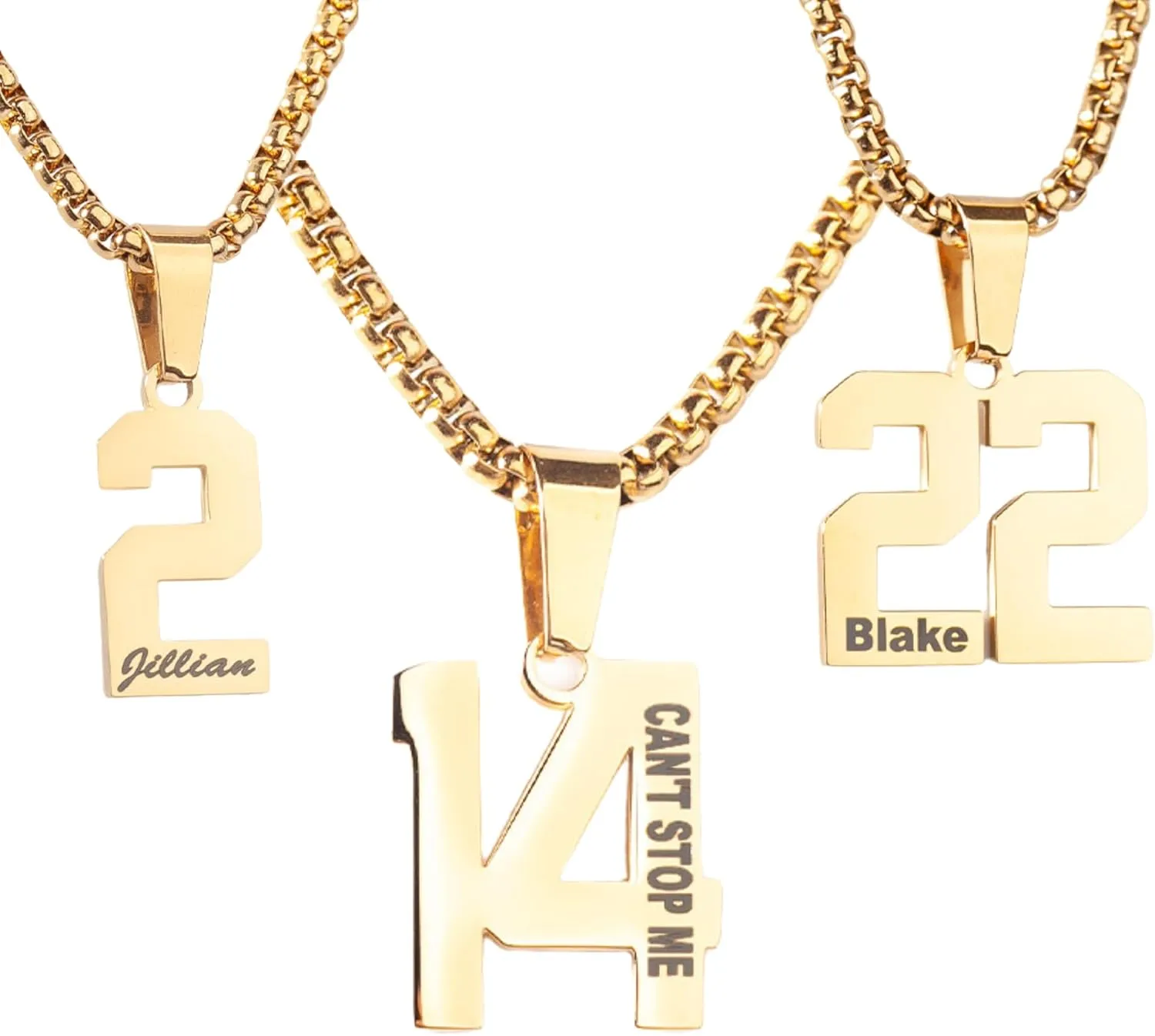 Custom Engraved Gold Number Necklace - Jersey Number Pendant for Athletes - Personalized Sports Jewelry