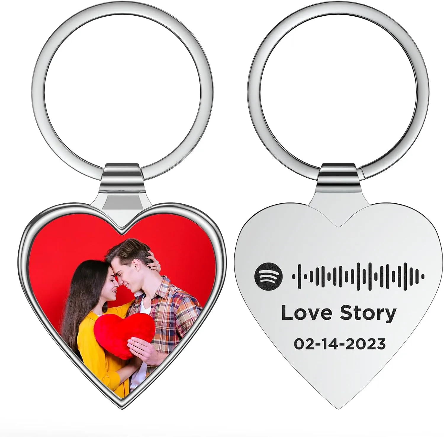 Custom Keychain with Picture, Spotify Keychain Custom Music, Custom Spotify Plaque Couples Keychain for Him & Her