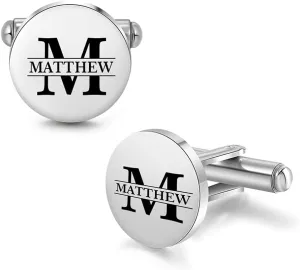 Custom Name Cufflink for Men Father Stainless Steel Custom Initial Cufflinks Gift for Birthday Business Wedding Christmas
