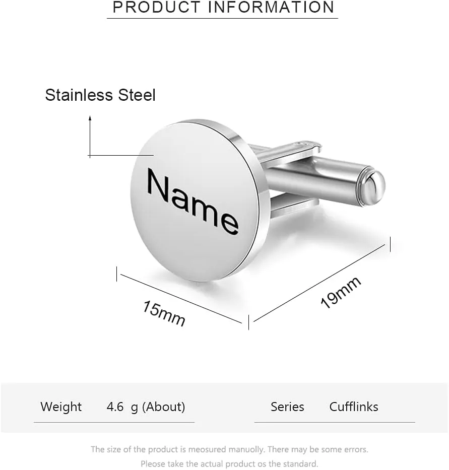 Custom Name Cufflink for Men Father Stainless Steel Custom Initial Cufflinks Gift for Birthday Business Wedding Christmas