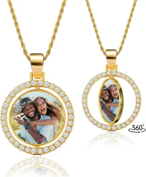 Custom Picture Necklace Personalized Photo, Customized Double Sided Hip Hop Chain with Picture Pendant, Personalized Memorial Gift for Dad Men Women