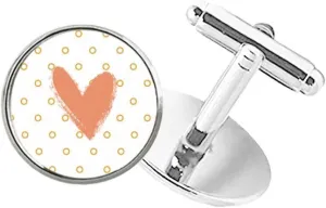 DIYthinker Heart-Shaped s Art Round Button Cuff Clip Stud Cufflinks