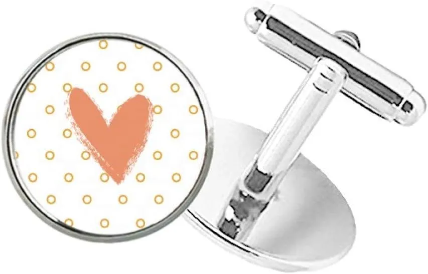 DIYthinker Heart-Shaped s Art Round Button Cuff Clip Stud Cufflinks