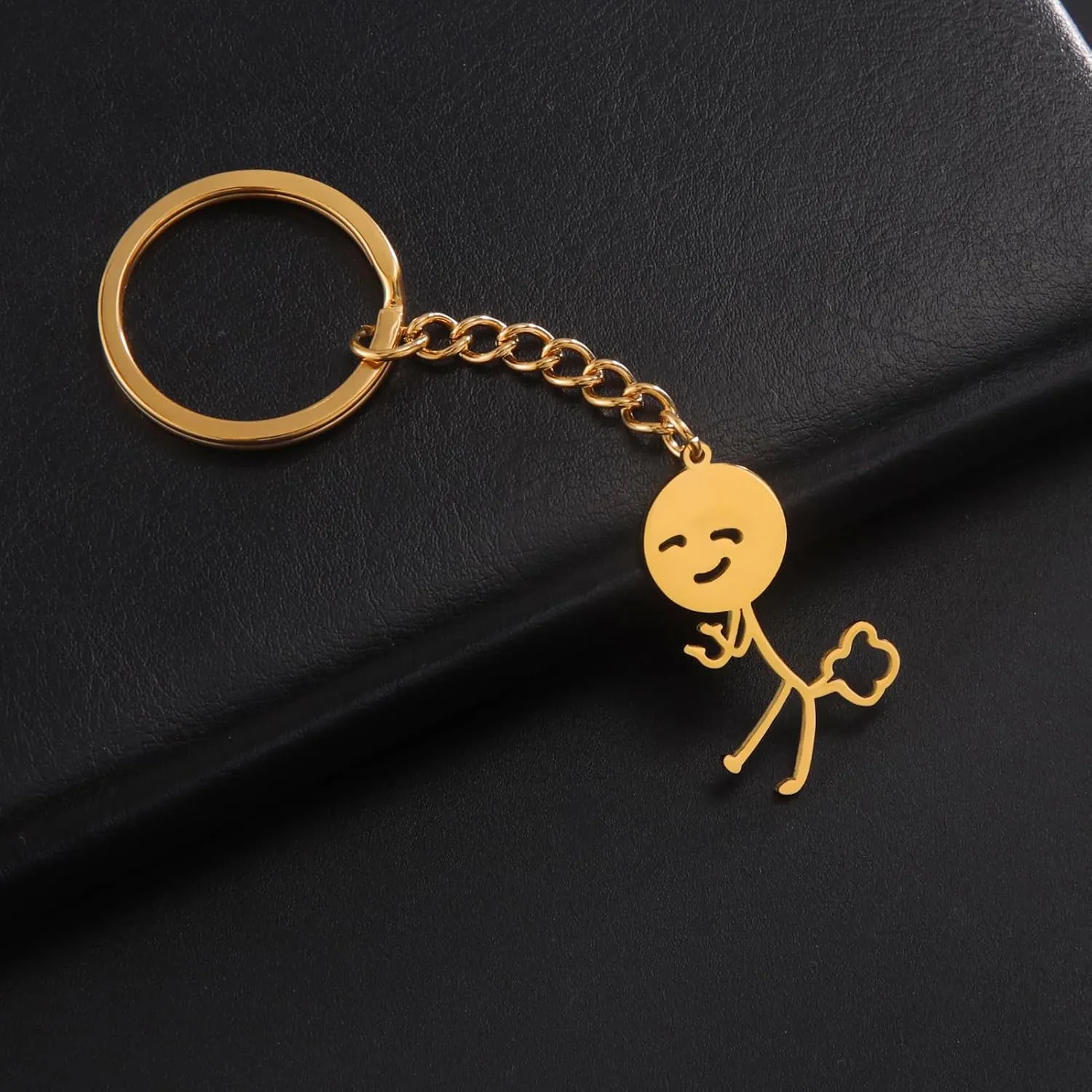 Dreamtimes Farting Kids Pendant Funny Keychain Skeleton Smiley little Man Sign Language Keychain Bag Car Key Pendant Keychain
