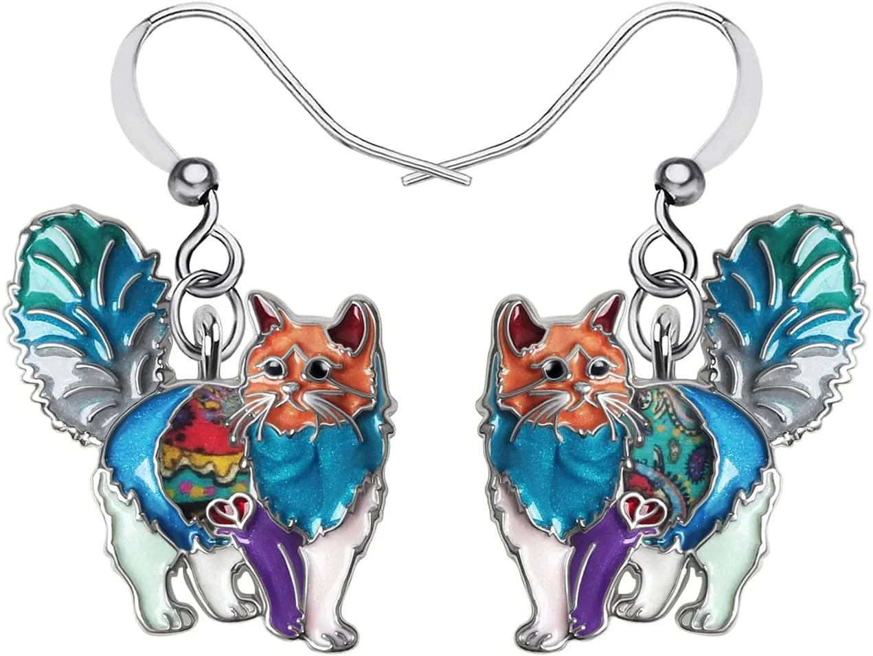 Enamel Alloy Chubby Cat Earrings Cute Kitten Drop Dangle Fashion Pet Jewelry Cat Lover Gifts for Women