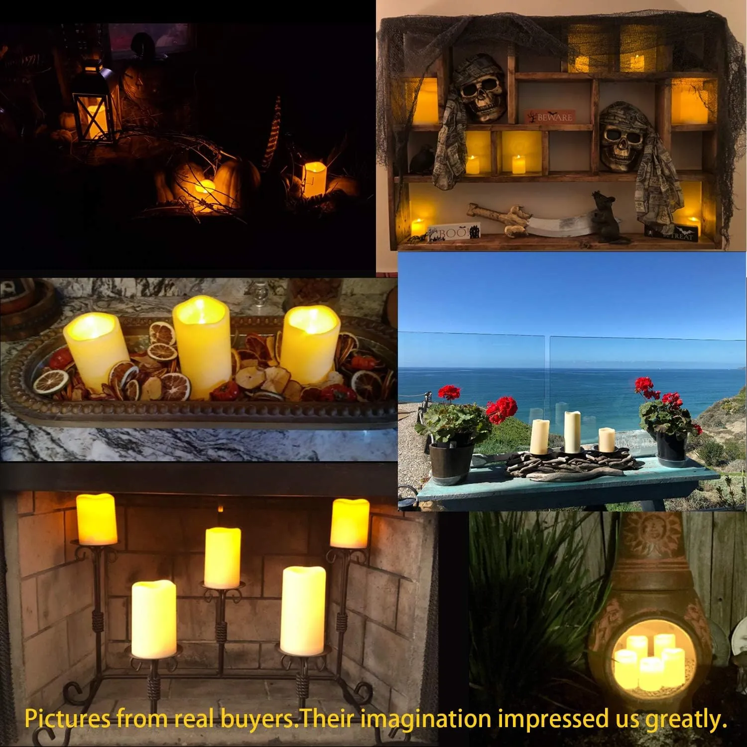 Enido Flameless LED Candles Battery Operated Pack of 9 Pillar Candles