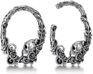 ERKUOO 1 Pair Skull Ear Weights Hangers for Stretched Ears Gauges Ear Plugs Body Piercing Tunnels Anti-allergic Hoop Dangle Gauges Tunnles Earrings 4g(5mm)