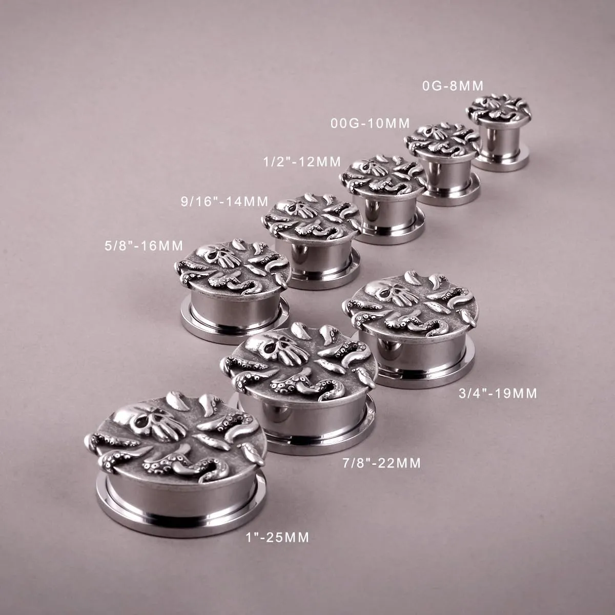 ERKUOO 2PCS Octopuses Ear Gauges Piercing Screw Fit Tunnels Ear Plugs Expander Hangers Earrings Jewelry