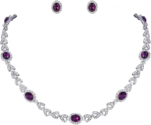 EVER FAITH Austrian Crystal Luxury Floral Leaf Necklace Stud Earrings Set