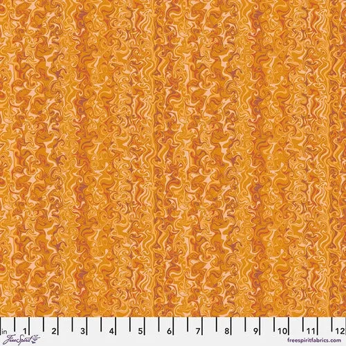 Fabric  Whirlpools - Yellow by Odile Bailloeul from Land Art 2 Collection for Free Spirit, PWOB071.YELLOW