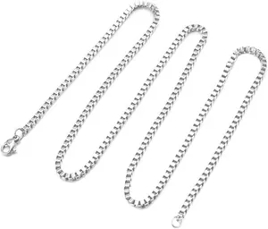 Fashion Jewelry 925 Sterling Silver Italian 1mm/2mm Box Chain Crafted Necklace (22 Inches, 1 MM)