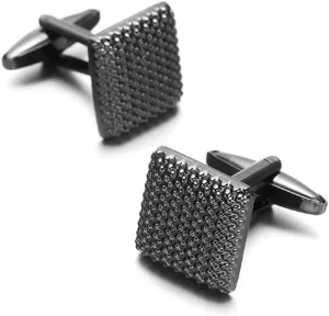 Gun Metal Textured Cuff Links Luxury French Tuxedo Shirt Cufflinks