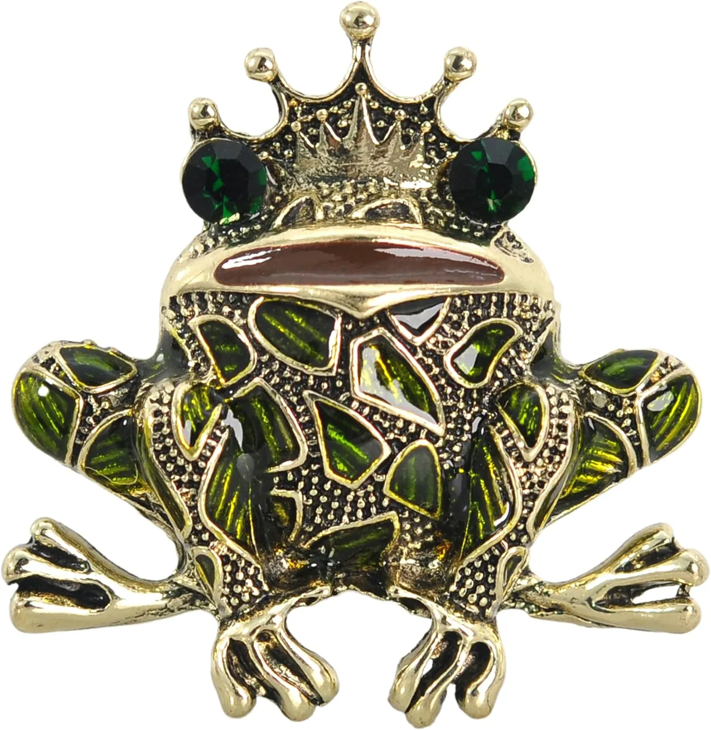 Gyn&Joy Gold Tone Peridot Green Colored Rhinestone Crystal Frog Brooch Pin BZ099