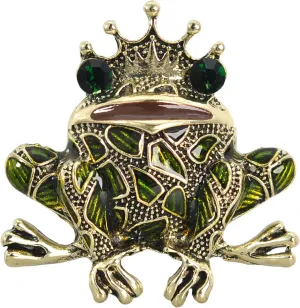Gyn&Joy Gold Tone Peridot Green Colored Rhinestone Crystal Frog Brooch Pin BZ099