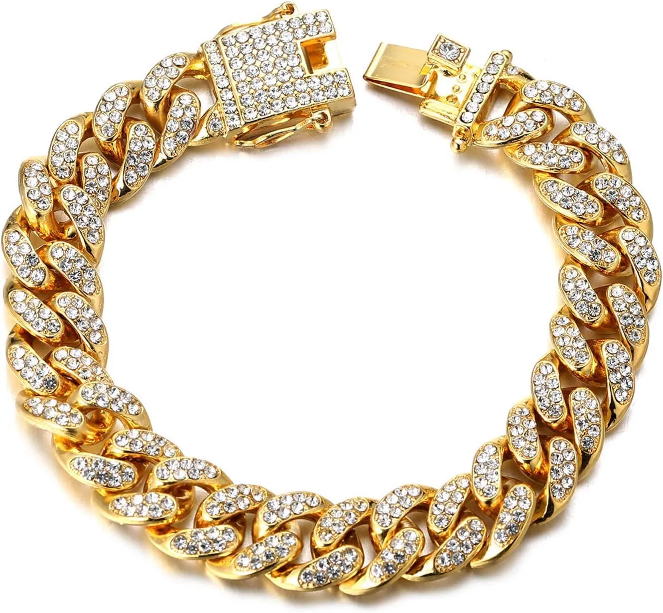 Halukakah Gold Chain for Men - The Royal - Iced Out 14/20MM Gold/Platinum White/Rose Gold/Rhodium Black Cuban Link Chain Necklace Bracelet Full Cz Diamond Cut Prong Set,Great Present Idea