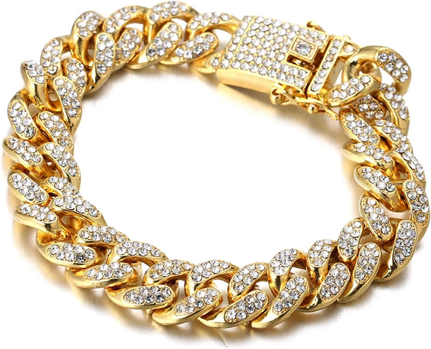 Halukakah Gold Chain for Men - The Royal - Iced Out 14/20MM Gold/Platinum White/Rose Gold/Rhodium Black Cuban Link Chain Necklace Bracelet Full Cz Diamond Cut Prong Set,Great Present Idea