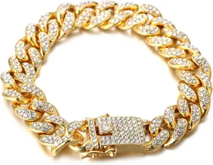 Halukakah Gold Chain for Men - The Royal - Iced Out 14/20MM Gold/Platinum White/Rose Gold/Rhodium Black Cuban Link Chain Necklace Bracelet Full Cz Diamond Cut Prong Set,Great Present Idea